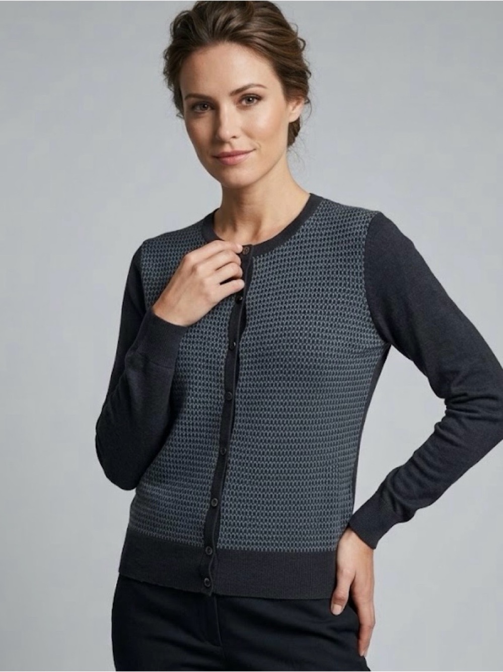 Halogen Merino Wool Blend Button Cardigan Sweater M